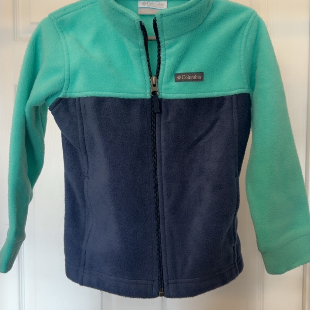 Columbia Aqua and Navy Fleece Jacket